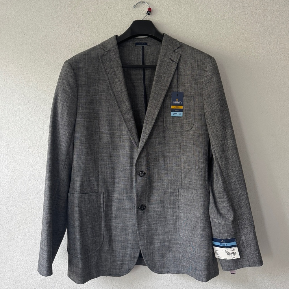 JCPenney Stafford Gray Sport Coat Blazer with Slim Fit and Notched Lapels